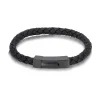 A.R.Z Men's Black Leather Black Clasp 8.5  Bracelet