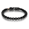 A.R.Z Men's Black Round Box Link  8.5 Bracelet