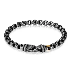 A.R.Z Men's Round Box Link  8.5 Bracelet
