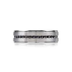 A.R.Z Men's Steel Black Stone Ring