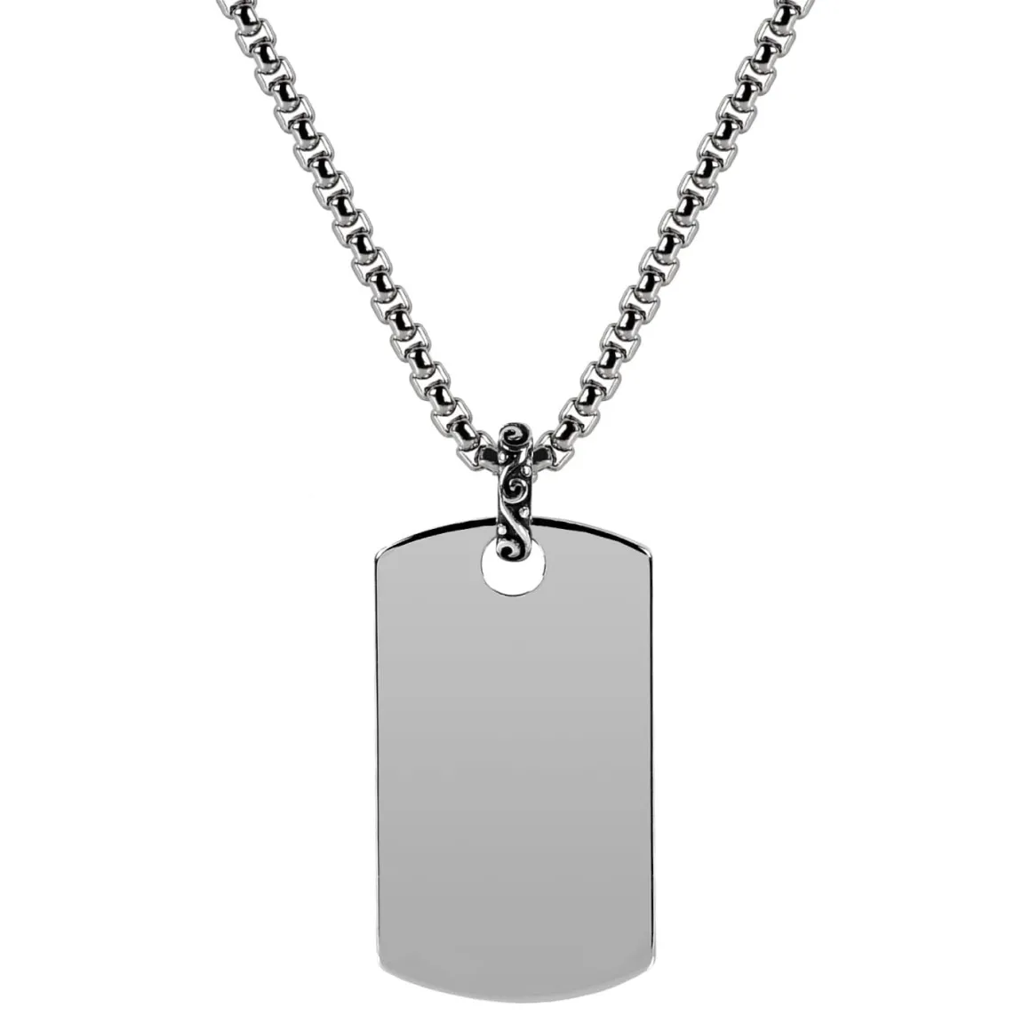 A.R.Z Men's Steel Dog Chain Pendant W/ 28" Chain