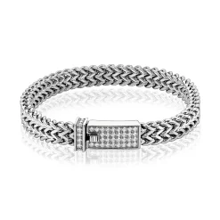 A.R.Z Men's  Steel Double Franco Link 8.5" Bracelet