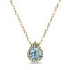 Blue Topaz And Diamond Halo Necklace