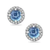 Blue Topaz And Diamond Halo Post Earrings