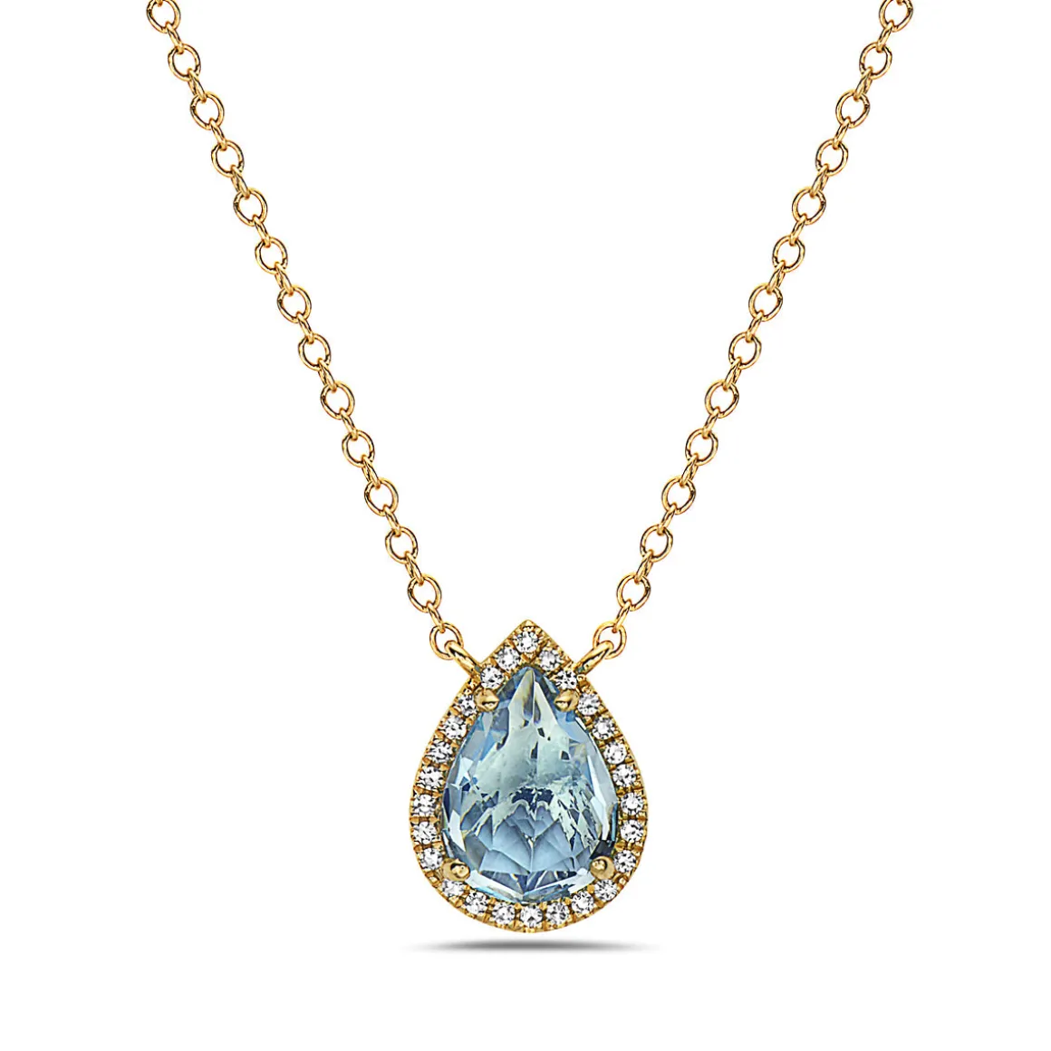 Blue Topaz And Diamond Halo Necklace