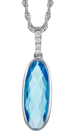 Blue Topaz And Diamond Pendant