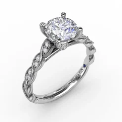 Classic Diamond Solitaire Engagement Ring With Diamond Twist Band