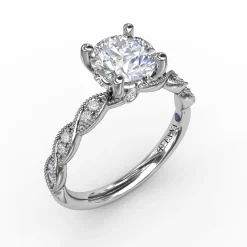 Classic Diamond Solitaire Engagement Ring With Diamond Twist Band