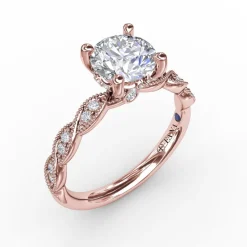 Classic Diamond Solitaire Engagement Ring With Diamond Twist Band
