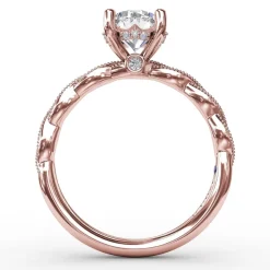 Classic Diamond Solitaire Engagement Ring With Diamond Twist Band