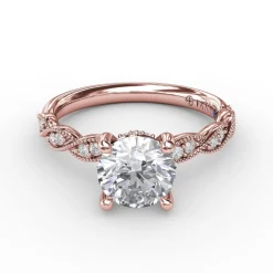 Classic Diamond Solitaire Engagement Ring With Diamond Twist Band