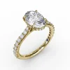 Classic Oval Diamond Solitaire Engagement Ring With Hidden Pavé Halo