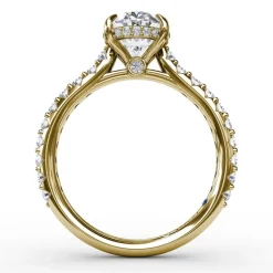 Classic Oval Diamond Solitaire Engagement Ring With Hidden Pavé Halo