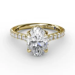 Classic Oval Diamond Solitaire Engagement Ring With Hidden Pavé Halo