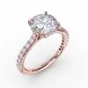 Classic Round Diamond Solitaire Engagement Ring With Hidden Pavé Halo