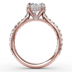 Classic Round Diamond Solitaire Engagement Ring With Hidden Pavé Halo