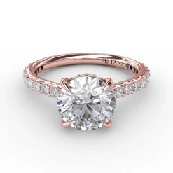 Classic Round Diamond Solitaire Engagement Ring With Hidden Pavé Halo