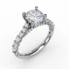 Contemporary Diamond Solitaire Engagement Ring With Hidden Halo
