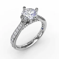 Contemporary Diamond Solitaire Engagement Ring With Tapered Diamond Band