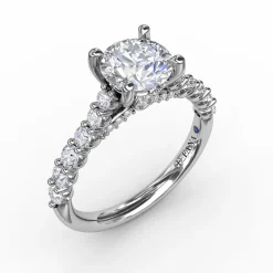 Contemporary Diamond Solitaire Engagement Ring With Hidden Halo