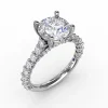 Contemporary Diamond Solitaire Engagement Ring With Hidden Halo