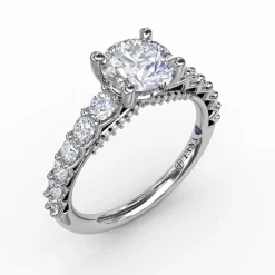 Contemporary Diamond Solitaire Engagement Ring With Openwork Diamond Band