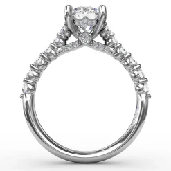 Contemporary Diamond Solitaire Engagement Ring With Hidden Halo