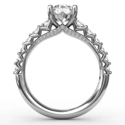 Contemporary Diamond Solitaire Engagement Ring With Openwork Diamond Band