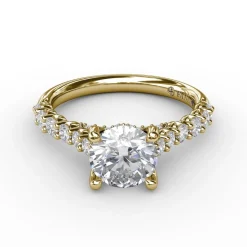 Contemporary Diamond Solitaire Engagement Ring With Hidden Halo