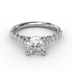 Contemporary Diamond Solitaire Engagement Ring With Hidden Halo