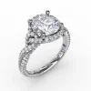 Contemporary Round Diamond Halo Engagement Ring With Twisted Shank