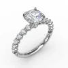 Contemporary Round Diamond Solitaire Engagement Ring With Diamond Band