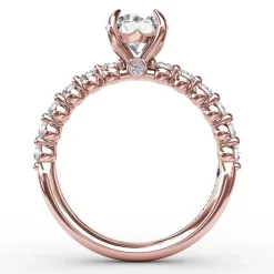 Contemporary Round Diamond Solitaire Engagement Ring With Diamond Band