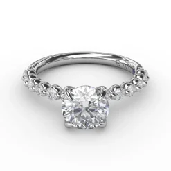 Contemporary Round Diamond Solitaire Engagement Ring With Diamond Band