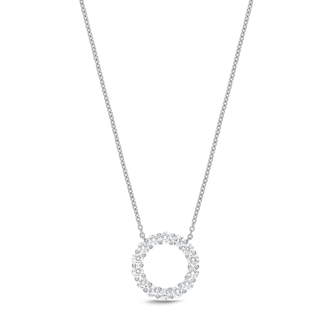 Diamond Circle Pendant in 18K White Gold