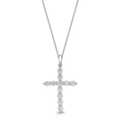 Diamond Cross Pendant in 18K White Gold .51ct