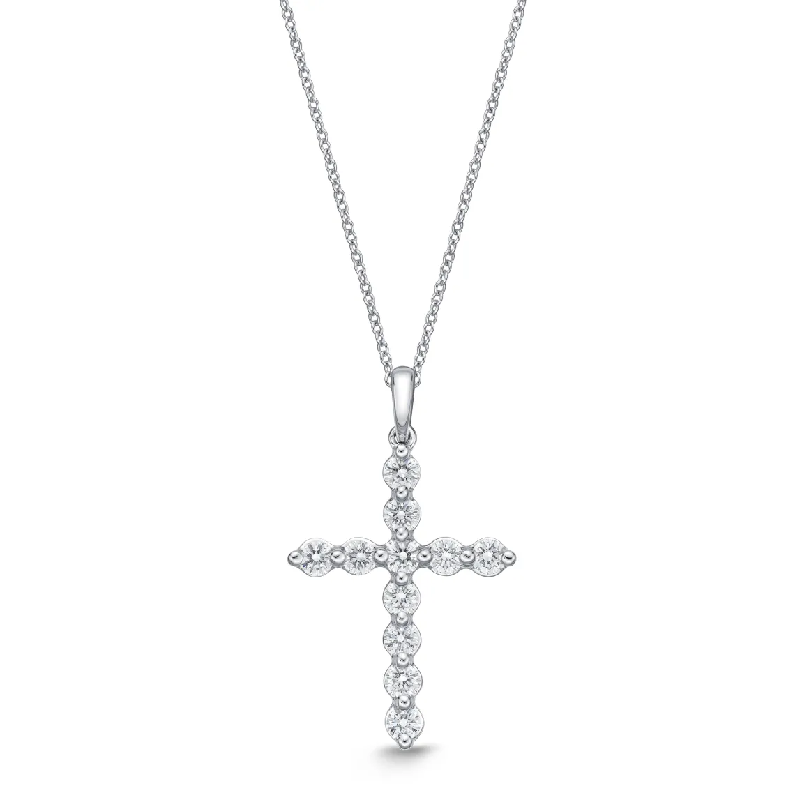 Diamond Cross Pendant in 18K White Gold .51ct