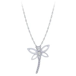 Diamond Dragonfly Pendant in 14K White Gold .03ct