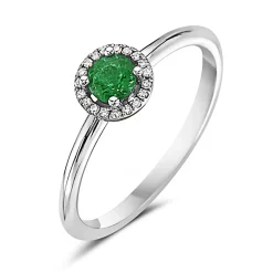 Emerald And Diamond Halo Ring