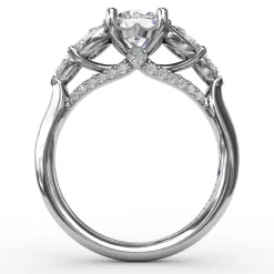 Floral Multi-Stone Engagement Ring With Diamond Leaves