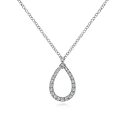 Gabriel & Co. 14K White Gold Teardrop Diamond Pendant Necklace