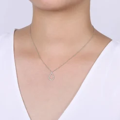Gabriel & Co. 14K White Gold Teardrop Diamond Pendant Necklace