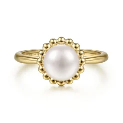 Gabriel & Co. 14K Yellow Gold 7.5mm Pearl Ring