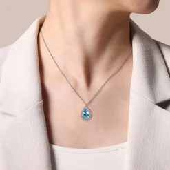 Gabriel & Co. Sterling Silver Blue Topaz Pendant Necklace