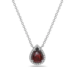 Garnet And Diamond Halo Necklace