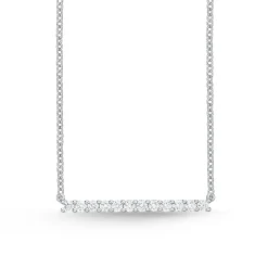 Horizontal Diamond Bar Necklace in 18K White Gold