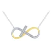 Infinity Cross Necklace in 14K White And Yellow Gold .10ct