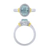 14K Aquamarine And Diamond Halo Ring