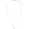 14K Gold Blue Topaz Cushion Solitiare Necklace