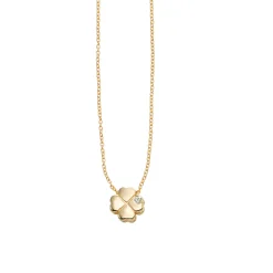 14K Gold .005ct Diamond Clover Necklace